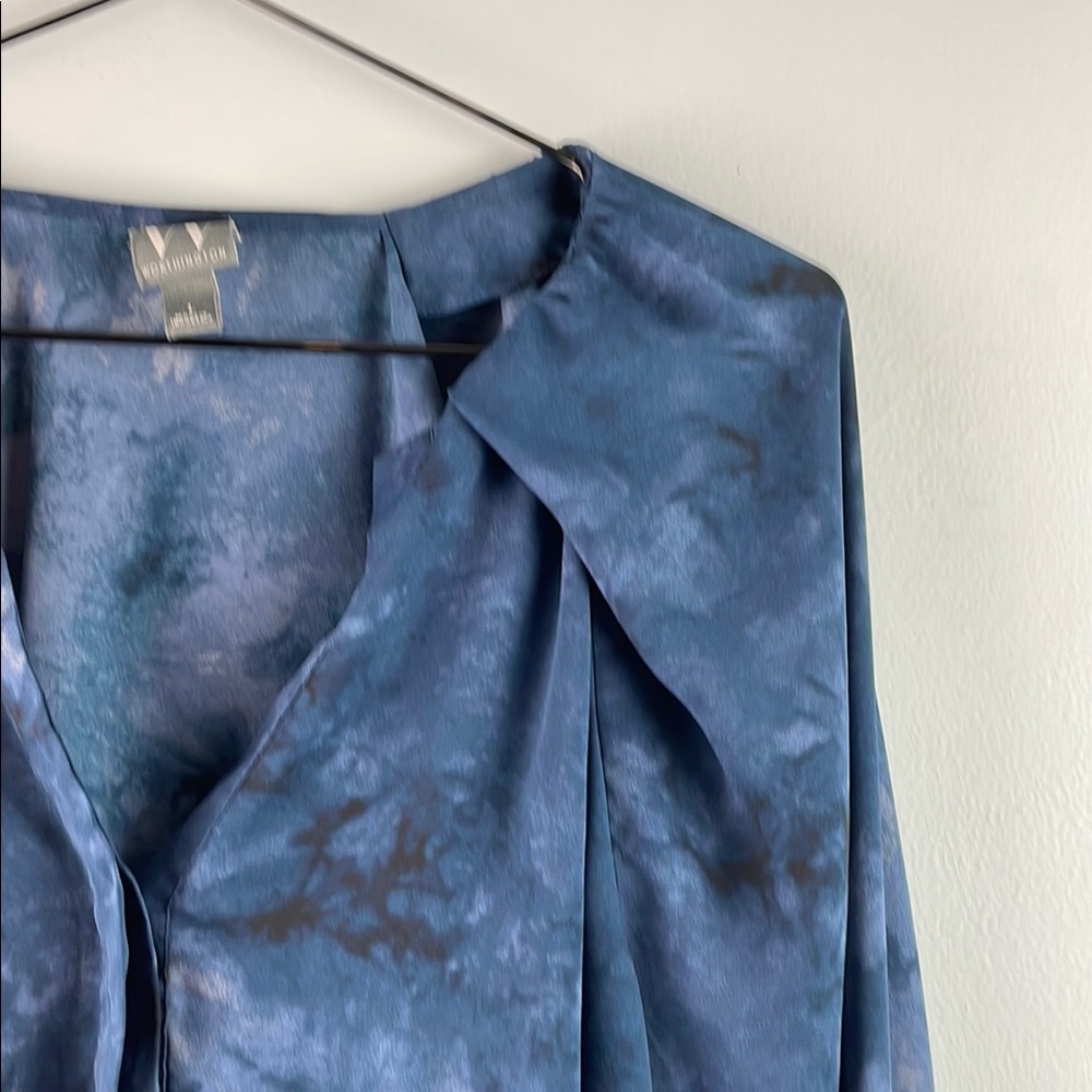Artsy Worthington Blue Blouse L - Picture 3 of 7
